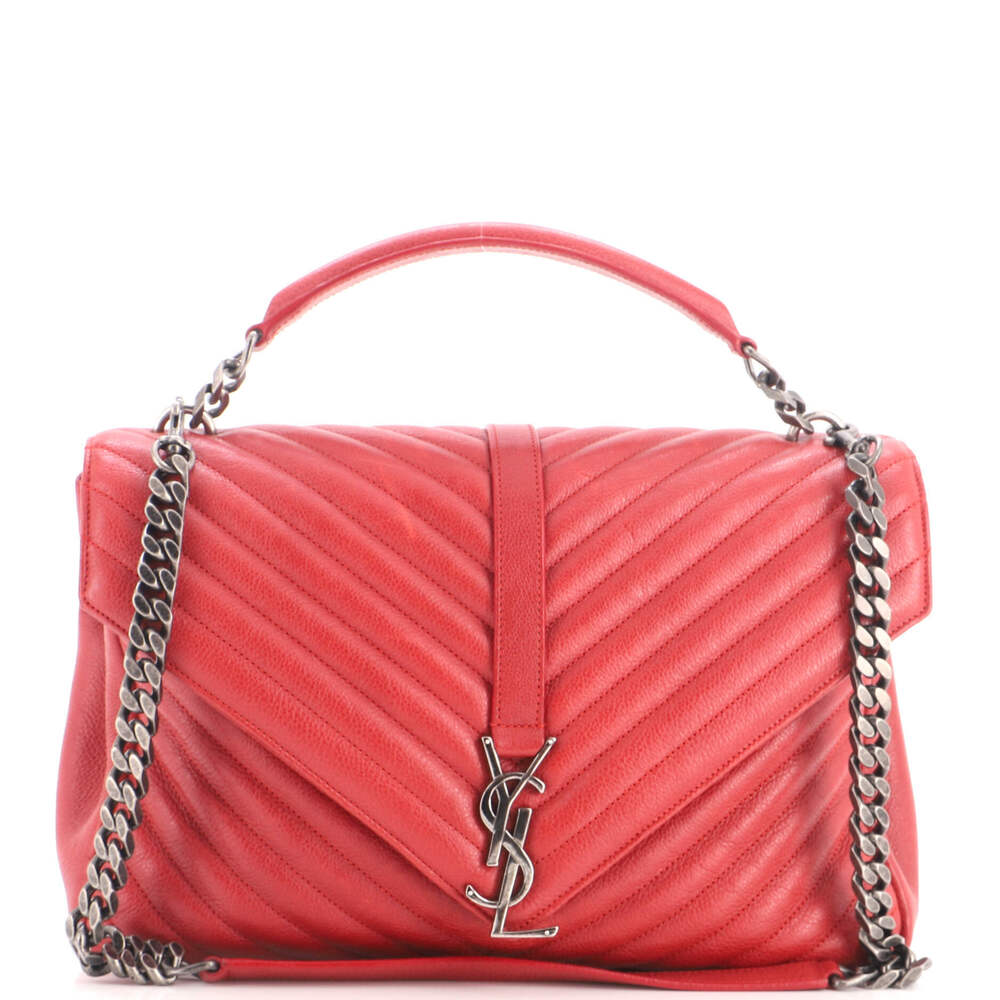 Saint Laurent Large Classic Monogram College Bag Matelasse Chevron Leather
